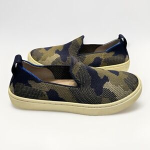 Rothy's The Kids Sneaker Slip On Flat Shoe Green Camo Washable Knit SZ 13 K13